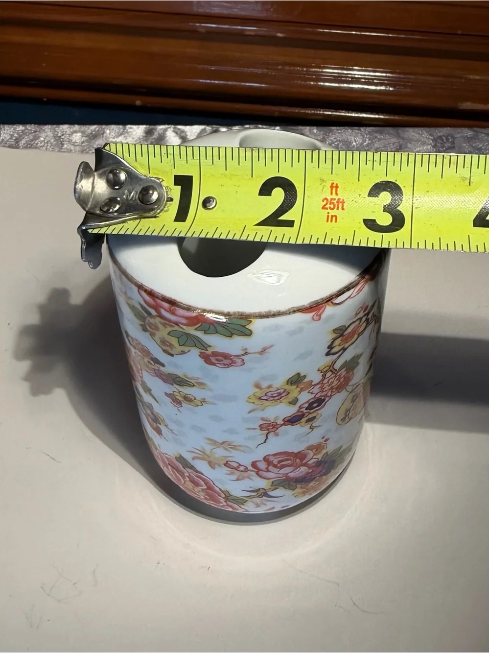 Vintage Formalities Toothbrush Holder Hand-painted Floral with Gold Accents